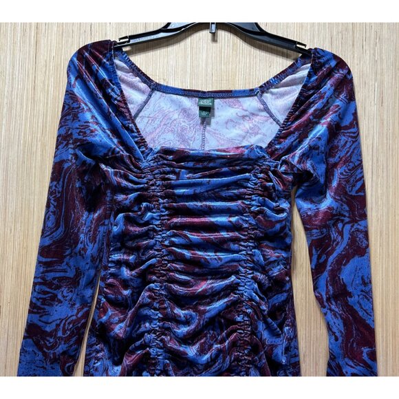 Wild Fable - Women's Long Sleeve Ruched Velvet Bodycon Dress - Blue - Small - Picture 16 of 16